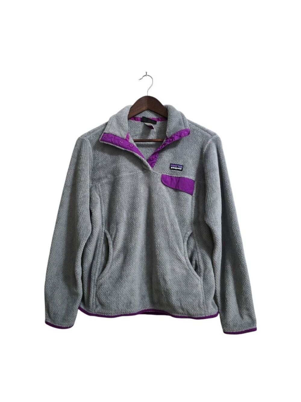 Patagonia Gray & Purple Re-Tool Snap-T Fleece Pull Over Sz M